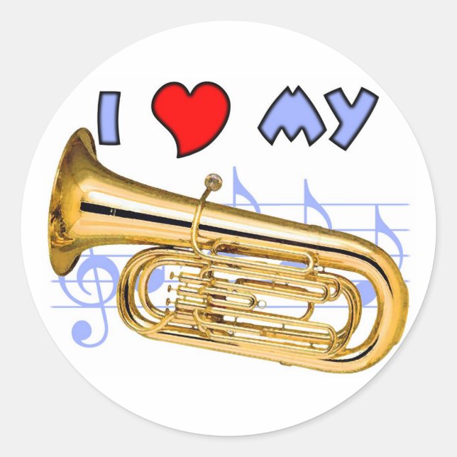 Tuba Love Classic Round Sticker (Front)