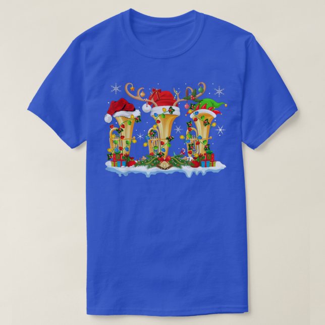 Tuba Music Lover Xmas Lighting Funny Tuba Christma T-Shirt (Design Front)