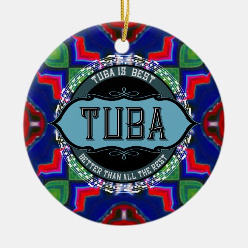 Tuba Music Note Circle Ceramic Ornament