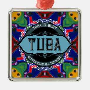 Tuba Music Note Circle Metal Ornament