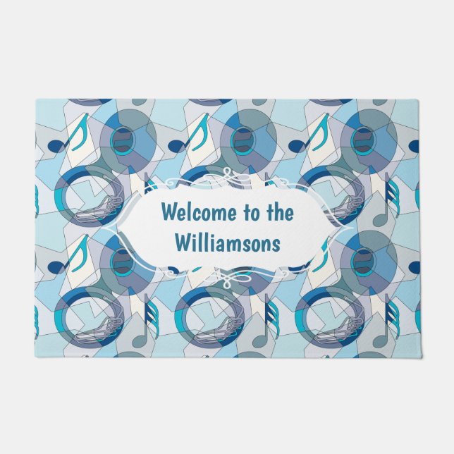 Tuba Music Note Fragments  Doormat (Front)