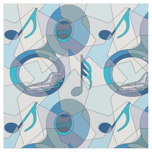 Tuba Music Note Fragments Fabric