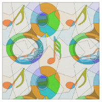 Tuba Music Note Fragments Fabric