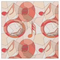 Tuba Music Note Fragments Fabric