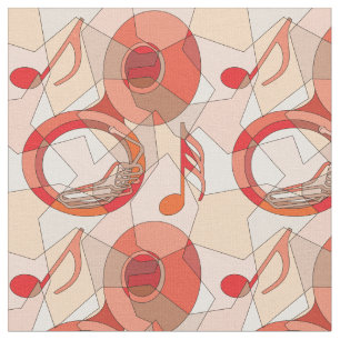 Tuba Music Note Fragments Fabric