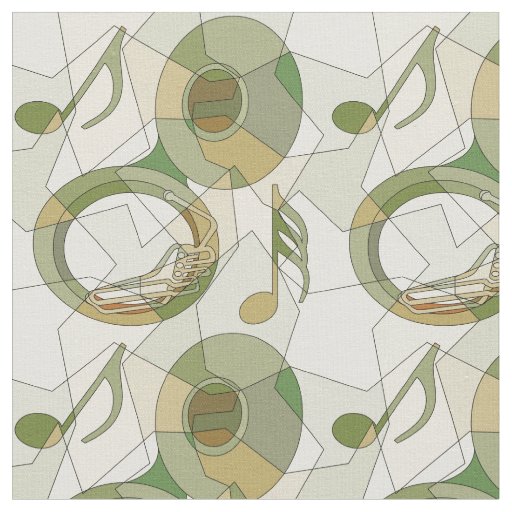 Tuba Music Note Fragments Fabric
