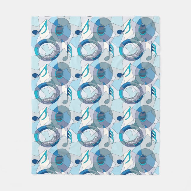 Tuba Music Note Fragments Fleece Blanket (Front)