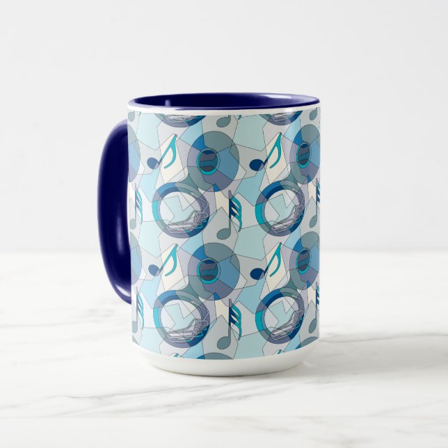 Tuba Music Note Fragments Mug (Front Left)
