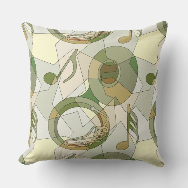 Tuba Music Note Fragments  Throw Pillow (Front)