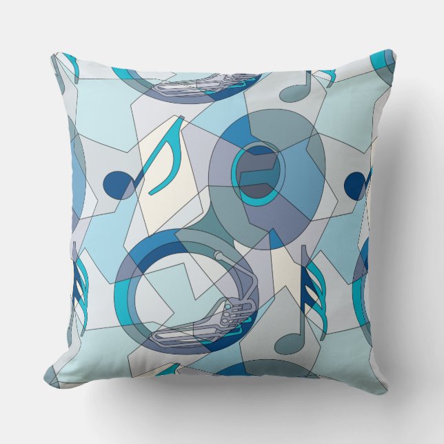Tuba Music Note Fragments  Throw Pillow (Front)