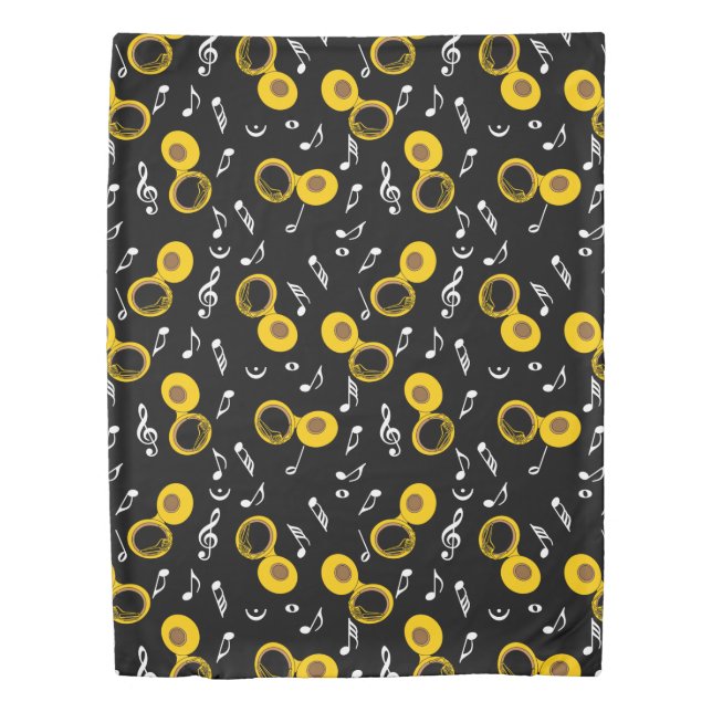 Tuba Music Notes Pattern Duvet Cover (Front)