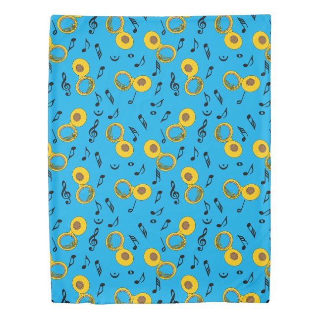 Tuba Music Notes Pattern Duvet Cover (Front)