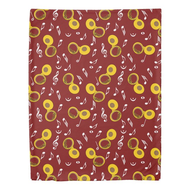 Tuba Music Notes Pattern Duvet Cover (Front)