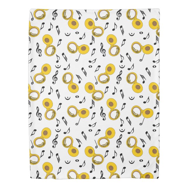 Tuba Music Notes Pattern Duvet Cover (Front)