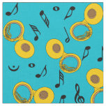 Tuba Music Notes Pattern  Fabric