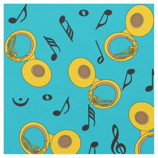 Tuba Music Notes Pattern  Fabric