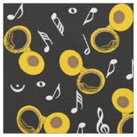 Tuba Music Notes Pattern Fabric 