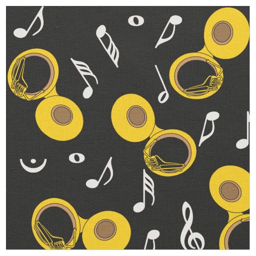 Tuba Music Notes Pattern  Fabric