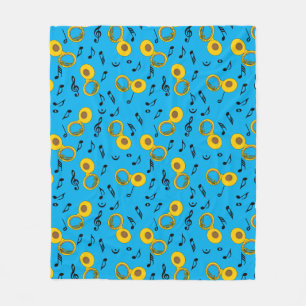 Tuba Music Notes Pattern Fleece Blanket