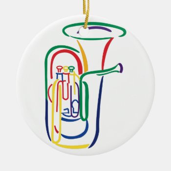 Tuba Outline Ceramic Ornament by Grandslam_Designs at Zazzle