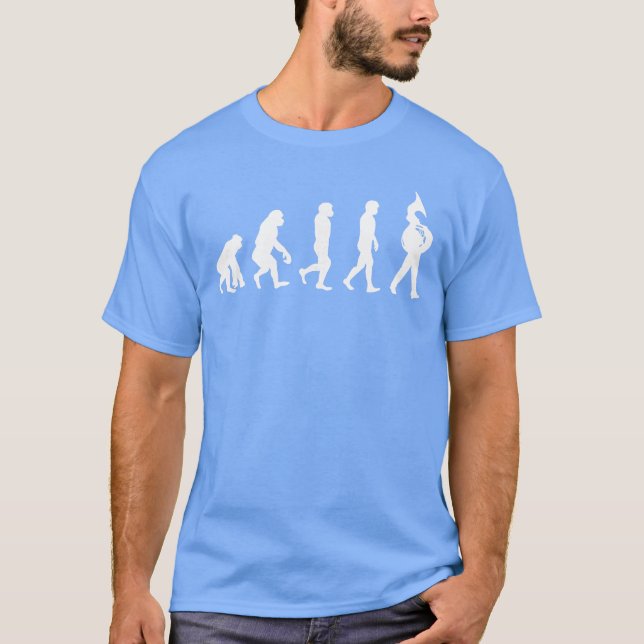 Tuba Player Evolution Marching Band Funny Sectione T-Shirt (Front)