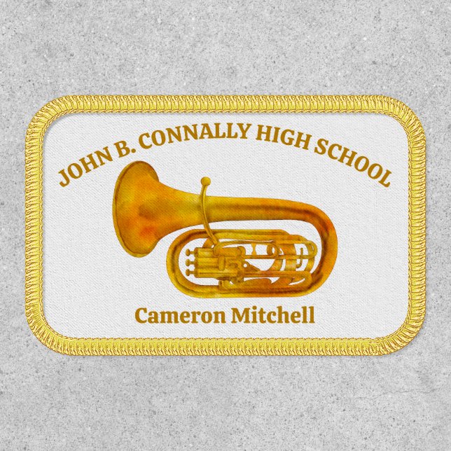 Tuba Player High School Band Gold Personalized Patch (Front)