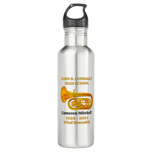 Tuba Player High School Band Gold Personalized Stainless Steel Water Bottle