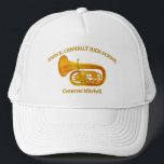 Tuba Player High School Band Gold Personalized Trucker Hat<br><div class="desc">This modern custom gold high school marching band hat features the student and band name under the tuba instrument. Customize for symphonic,  wind ensemble,  or concert band members or their director for a great graduation keepsake gift.</div>
