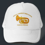 Tuba Player High School Band Gold Personalized Trucker Hat<br><div class="desc">This modern custom gold high school marching band hat features the student and band name under the tuba instrument. Customize for symphonic,  wind ensemble,  or concert band members or their director for a great graduation keepsake gift.</div>