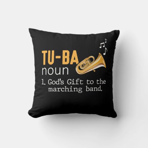 Tuba Player Marching Wind Instrument Musician Throw Pillow