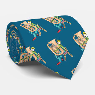 Tuba Playing Stickman Neck Tie