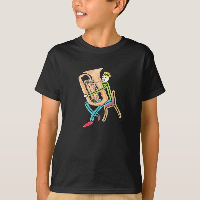 Tuba Playing Stickman T-Shirt (Front)