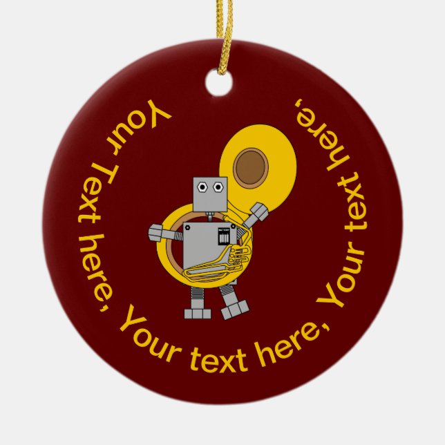 Tuba Robot Ceramic Ornament (Front)