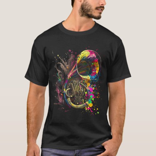 Tuba Splash Art Tuba Player Tubist Retro Instrumen T_Shirt