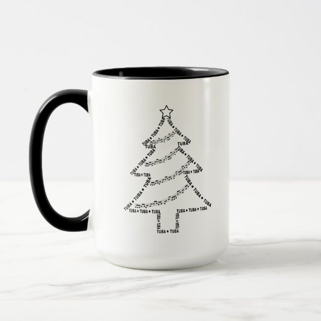 Tuba Text Christmas Tree Mug (Left)