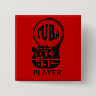 TUBA , Tuba Player Pinback Button