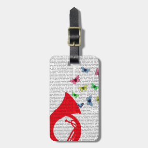 Tuba with Butterflies Luggage Tag