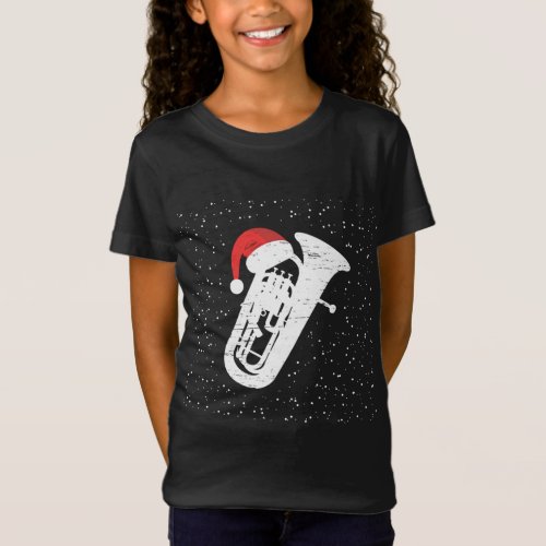 Tuba with Santas Hat For Musicians Christmas Seas T_Shirt