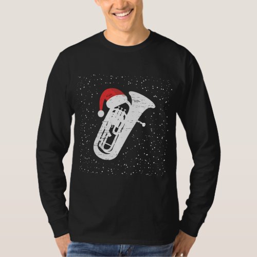 Tuba with Santas Hat For Musicians Christmas Seas T_Shirt