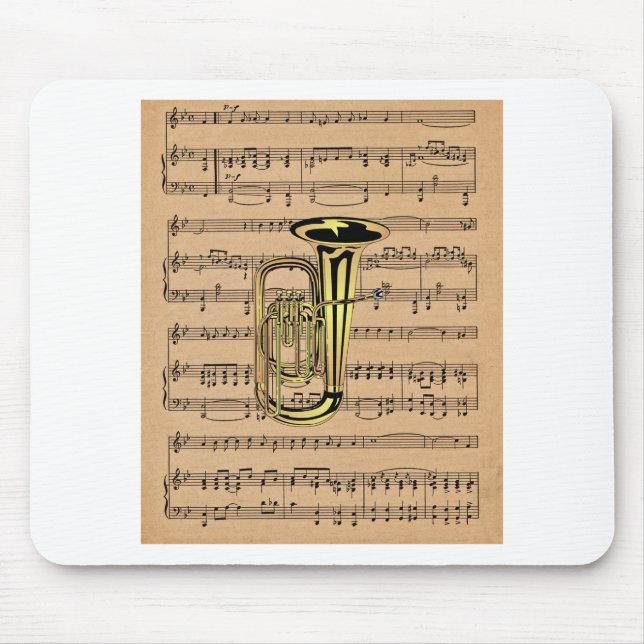 Tuba ~ With Sheet Music Background Mouse Pad (Front)
