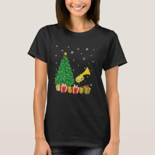 Tuba Xmas Tree Lighting Santa Hat Tuba Christmas T-Shirt