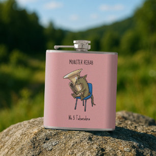 Tubacabra Tuba Player Chupacabra Wordplay Artwork Flask
