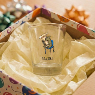 Tubacabra Tuba Player Chupacabra Wordplay Artwork Shot Glass