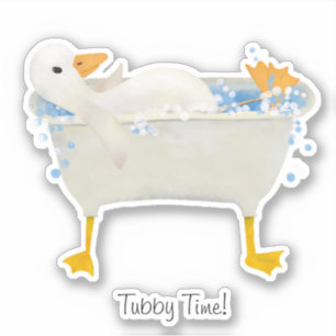 Tubby Time! Duck relaxing in a web footed tub Sticker