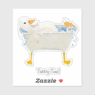 Tubby Time! Duck relaxing in a web footed tub Sticker