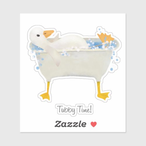 Tubby Time! Duck relaxing in a web footed tub  Sticker