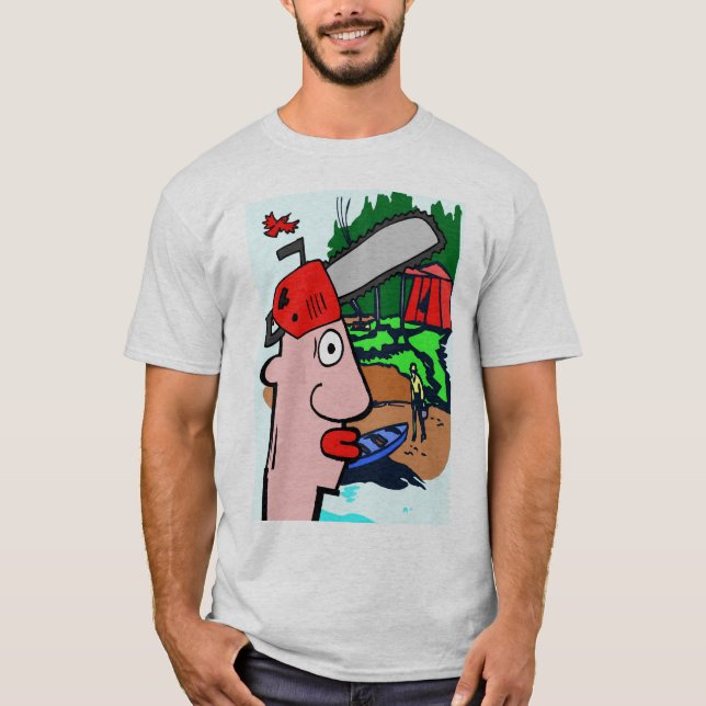 Tube Head Friday 13th Chain Saw Camping T-Shirt (Front)