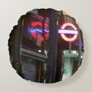 TUBE LONDON UNDERGROUND METRO TRAIN NEON LIGHTS ROUND PILLOW
