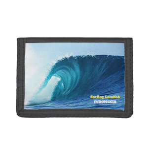 Tube Wave Surf Lombok Indonesia Personalized Black Tri-fold Wallet