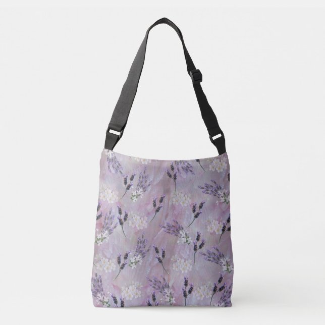 Tuberose & Lavender Blooms Crossbody Bag (Front)